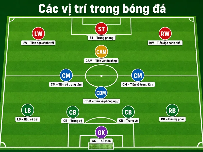 Sự liên kết giữa thủ môn, hậu vệ, tiền vệ và tiền đạo tạo nên hệ thống chiến thuật hoàn chỉnh của một đội bóng.